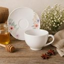 Ver imagem 1 de Jogo 6 Xícaras com Pires Chá Café 250ml Tramontina Floratta Porcelana Floral Servir Mesa Posta