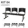 Kit 04 longarinas PLÁSTICAS 03 Lugares – Cor PRETO – REALPLAST - 2