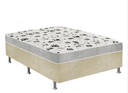 Ver imagem 1 de Cama Box Casal Suede Bege + Colchão Casal Suede Cinza Espuma 138x188x55