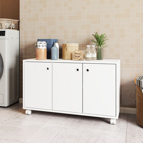 Armário Multiuso para Escritório 3 Portas 1 Prateleira MDP 53,5x90x33cm Branco