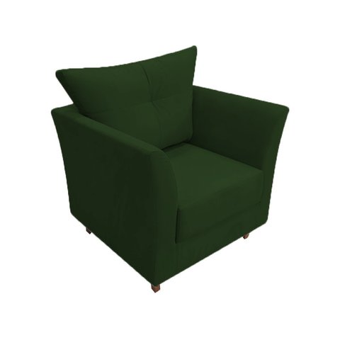 Poltrona Decorativa Isis Suede Verde Pés Madeira Mz Decor