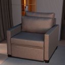 Ver imagem 1 de Poltrona Cama Meca_mm que Se Transforma em Sofá Cama Solteiro Resistente e Confortável em Linho Sint