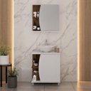 Ver imagem 1 de Gabinete para Banheiro e Espelheira 60cm Moab Branco/Aveiro