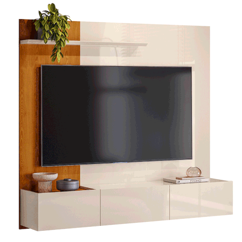 Painel para TV de até 65 Polegadas 3 Portas Astral Cinamomo/Off White