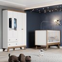 Ver imagem 1 de Conjunto Quarto de Bebê com Berço Mini Cama 3 em 1 + Guarda Roupas com Portas Janeladas Branco/Jequitibá HP Retrô Confete 