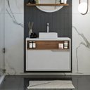 Ver imagem 1 de Gabinete para Banheiro com Cuba 80cm 1 Porta Jasper Branco/Itapuã