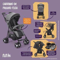 Carrinho de Bebê Flick BB444 Multikids Baby Reclinável - Preto - 11