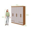 Ver imagem 7 de Guarda-roupas 6 Portas 4 Gavetas com Pés sem Espelho Zeus Amendoa Clean Off White