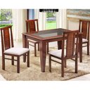 Ver imagem 2 de Mesa Retangular 4 Lugares com Tampo de Vidro Canadá Marrom/Castanho Claro