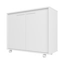 Ver mais imagens de Balcão Multiuso 2 Portas 1 Prateleiras 4 Pés com Rodízios Branco