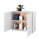 Ver imagem 4 de Balcão Multiuso 2 Portas 1 Prateleiras 4 Pés com Rodízios Branco