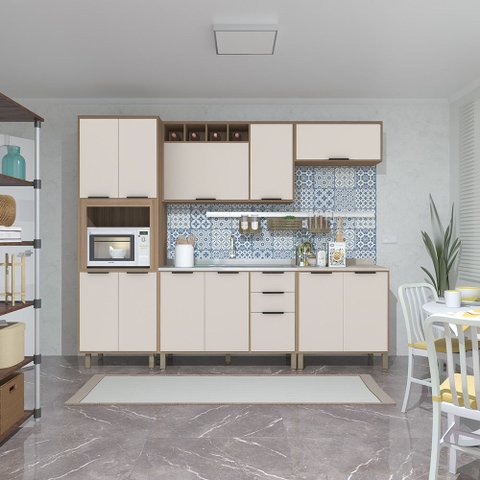 Cozinha Modulada Completa 5 Peças com Paneleiro Aéreos Balcões sem Tampo Aspen Luciane Móveis