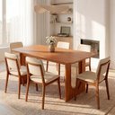 Ver imagem 1 de Conjunto Sala de Jantar 1 Mesa Retangular Tali 180cm 6 Cadeiras Miriti CabeCasa MadeiraOriginals