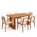 Ver imagem 3 de Conjunto Sala de Jantar 1 Mesa Retangular Tali 180cm 6 Cadeiras Miriti CabeCasa MadeiraOriginals