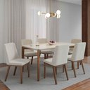 Ver imagem 1 de Conjunto de Jantar Mesa c/Vidro Donatella 6 Cadeiras Kalina - Linho Off White - Linked 02