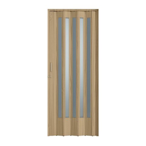 Porta Sanfonada de PVC Translucido 210cm x 60cm Plastporta Bcf Marrom/Carvalho Prata com