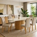 Ver imagem 1 de Conjunto de Mesa de Jantar 6 Lugares Diana com Cadeiras Carol 180x90cm Cinamomo Off White Bege