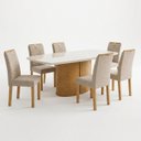 Ver imagem 3 de Conjunto de Mesa de Jantar 6 Lugares Diana com Cadeiras Carol 180x90cm Cinamomo Off White Bege