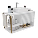 Ver imagem 2 de Gabinete para Banheiro com Cuba 80cm 1 Porta Urban Branco/Dourado