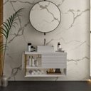 Ver imagem 1 de Gabinete para Banheiro com Cuba 80cm 1 Porta Urban Branco/Dourado