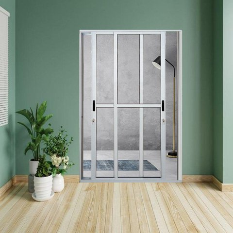 Porta Sacada de Alumínio 2 Folhas Móveis 210 X 120cm com Fechadura Linha 25