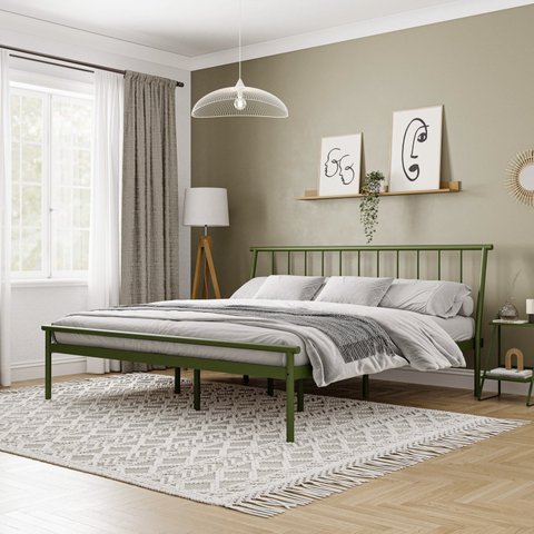 Cama King em Aço Begônia CabeCasa MadeiraOriginals