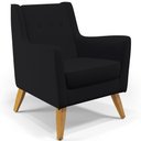 Ver imagem 1 de Poltrona Decorativa com Pés de Madeira Taroba D02 Veludo Preto B-300 - Lyam Decor