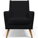 Ver imagem 3 de Poltrona Decorativa com Pés de Madeira Taroba D02 Veludo Preto B-300 - Lyam Decor