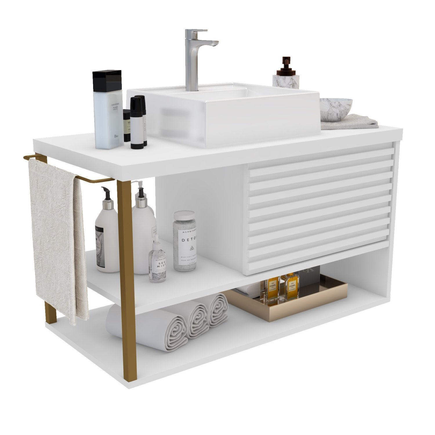 Gabinete para Banheiro com Cuba e Espelheira 80cm Urban - 7