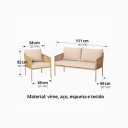 Conjunto de Àrea Externa Harbor com 1 Sofá, 2 Poltronas 1 Mesa - Bege/claro - 8