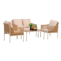 Conjunto de Àrea Externa Harbor com 1 Sofá, 2 Poltronas 1 Mesa - Bege/claro - 3