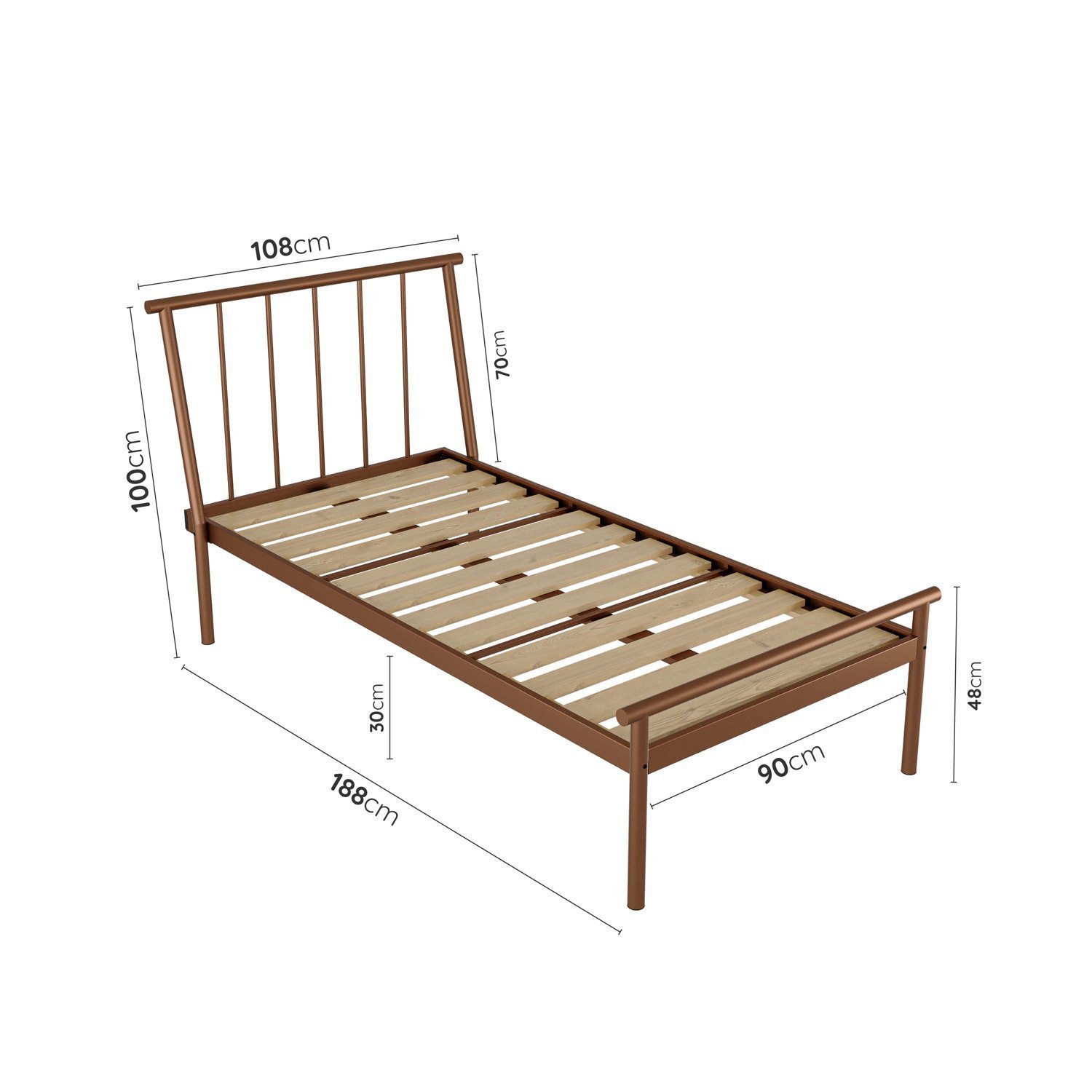 Cama Solteiro em Aço Begônia CabeCasa MadeiraMadeira - 2