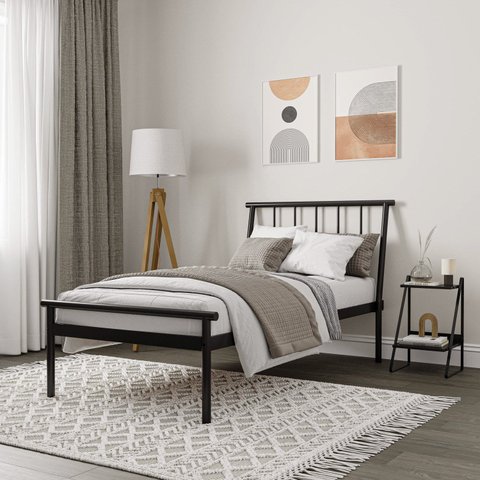 Cama Solteiro em Aço Begônia CabeCasa MadeiraOriginals Preto/Fosco
