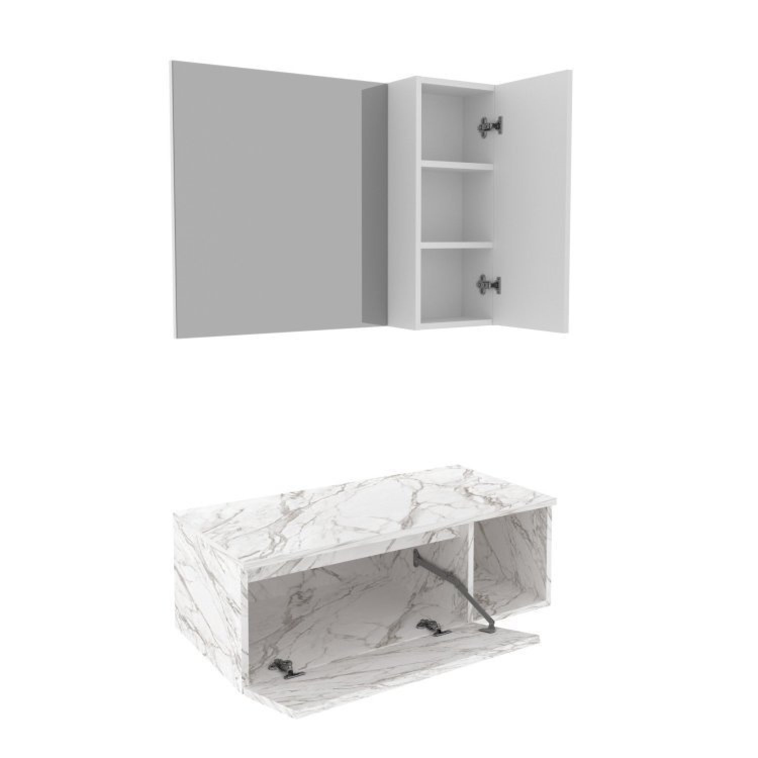 Conjunto Suspenso para Banheiro com Espelheira 80cm - 3