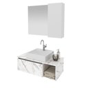 Ver imagem 4 de Conjunto Suspenso para Banheiro com Espelheira 80cm Branco/Marmorizado