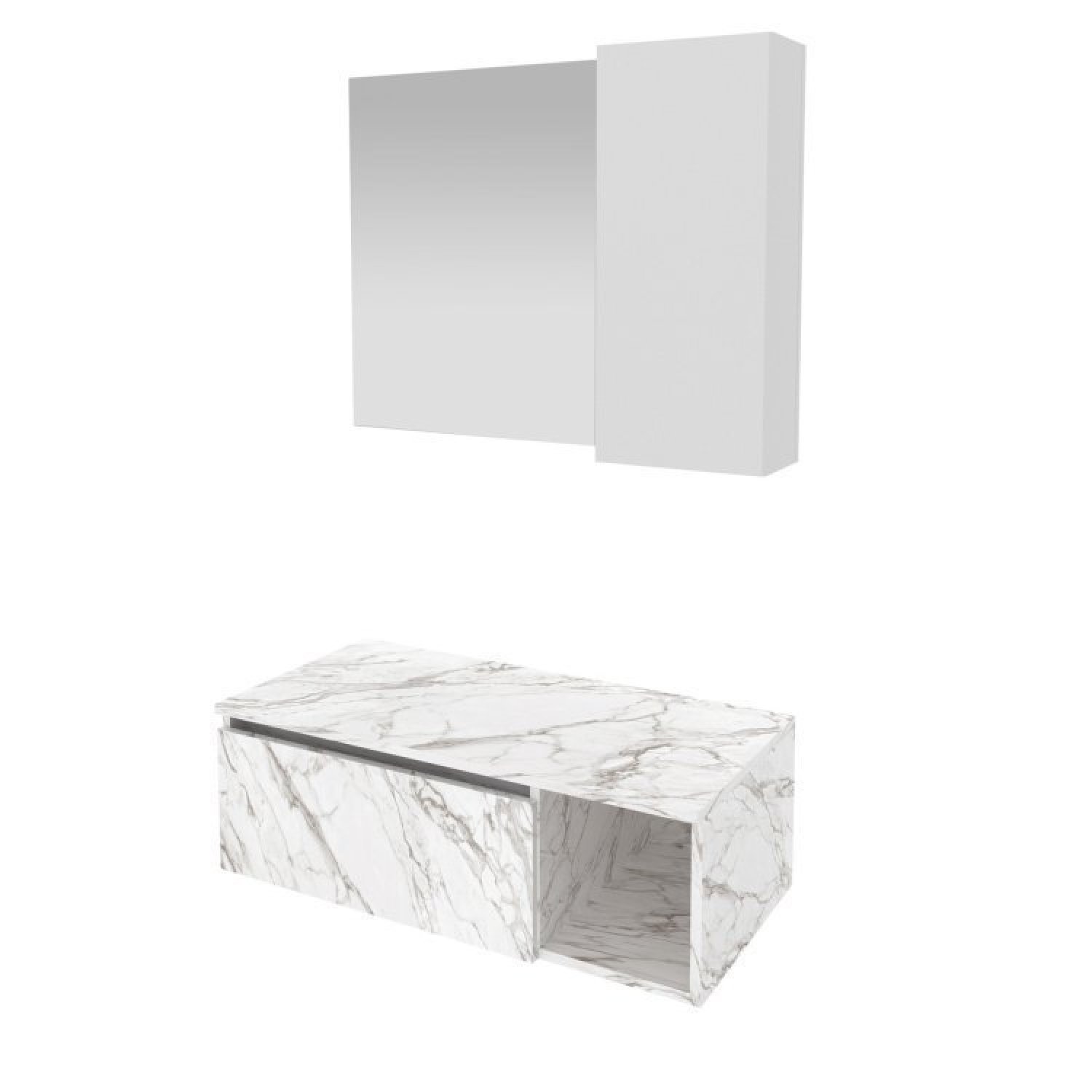 Conjunto Suspenso para Banheiro com Espelheira 80cm - 2