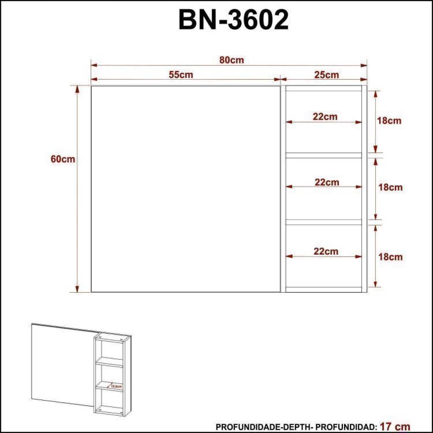 Conjunto Suspenso para Banheiro com Espelheira 80cm - 13