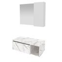 Ver imagem 2 de Conjunto Suspenso para Banheiro com Espelheira 80cm Branco/Marmorizado