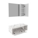 Ver imagem 3 de Conjunto Suspenso para Banheiro com Espelheira 80cm Branco/Marmorizado