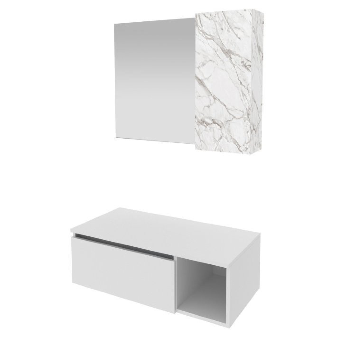 Conjunto Suspenso para Banheiro com Espelheira 80cm - 2