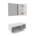 Ver imagem 3 de Conjunto Suspenso para Banheiro com Espelheira 80cm Branco/Marmorizado
