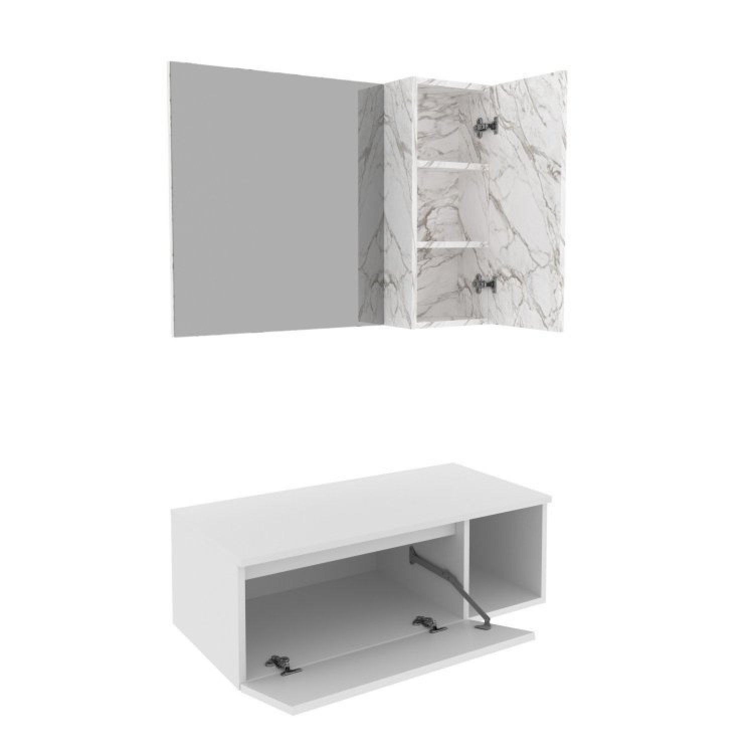 Conjunto Suspenso para Banheiro com Espelheira 80cm - 3