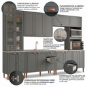 Ver imagem 5 de Cozinha Compacta Modulada 6 Peças com 16 Portas e Torre Quente Americana Cinza Crystal