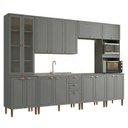 Ver imagem 1 de Cozinha Compacta Modulada 6 Peças com 16 Portas Americana Cinza Crystal