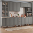Ver imagem 1 de Cozinha Compacta Modulada 6 Peças com 16 Portas e Torre Quente Americana Cinza Crystal