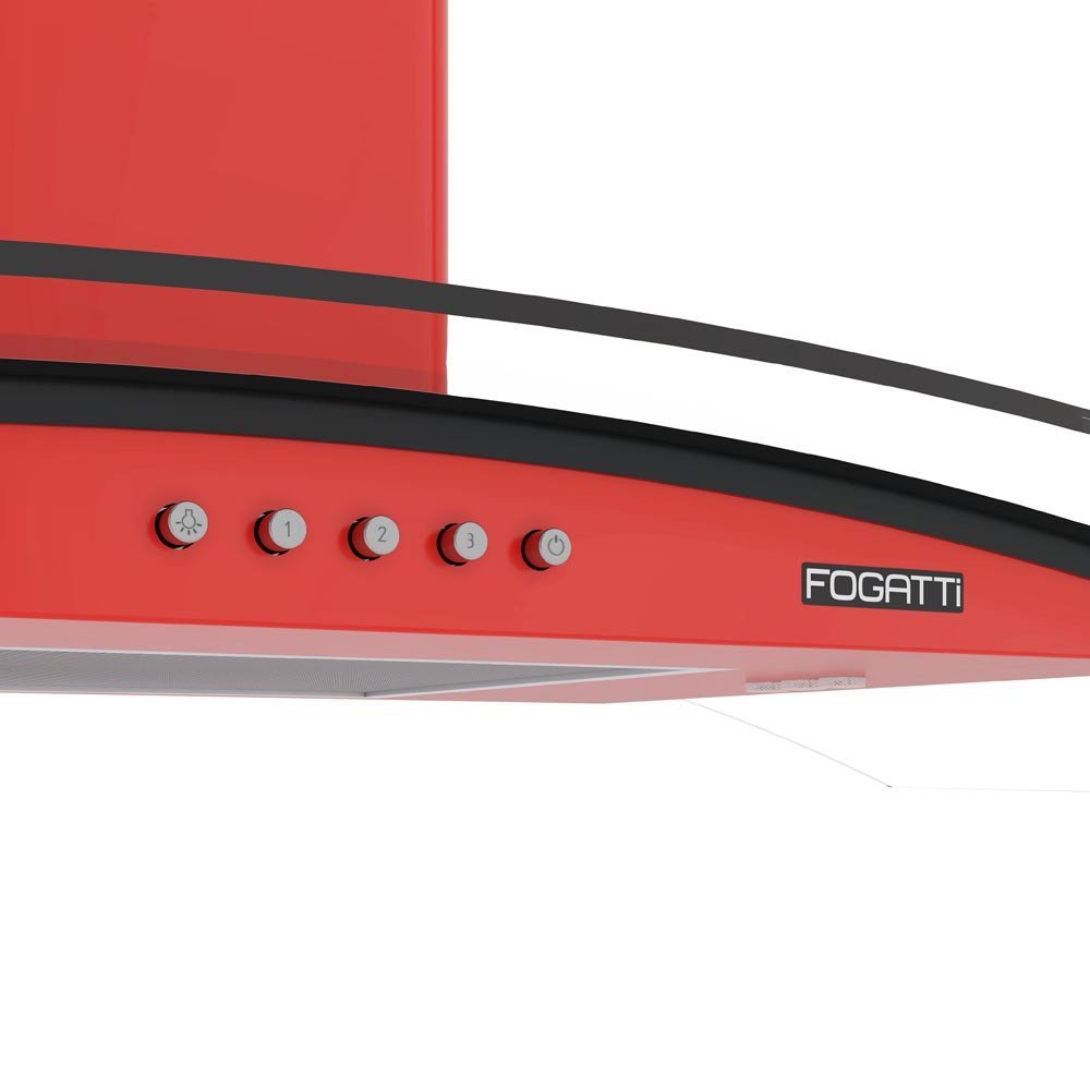 Coifa Fogatti de Parede Clean Vidro Curvo Vermelha 90cm - 6