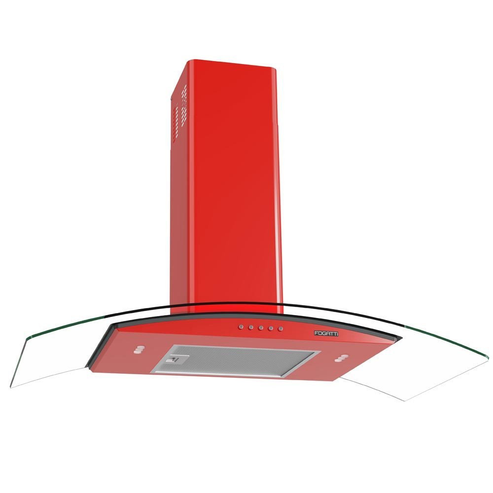 Coifa Fogatti de Parede Clean Vidro Curvo Vermelha 90cm - 1