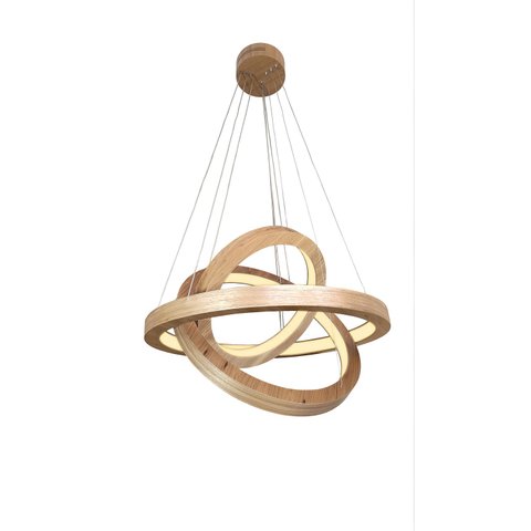 Pendente de Madeira Sirius Triplo Led 3000k Acrílico 40x50x60 Cm Freijó Madeluz Pendente Sirius Trip