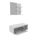 Ver imagem 3 de Conjunto Suspenso para Banheiro com Espelheira 80cm Branco/Marmorizado