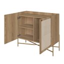 Ver imagem 4 de Balcão Bar 2 Portas 93cm Palhinha Pés Metálicos 28928 Oslo Artesano - Nero/dourado